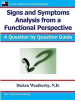 This comprehensive guidebook provides a functional perspective on signs and symptoms analysis. It offers a systematic approach to evaluating patients, helping practitioners to identify underlying imbalances and potential root causes of their patients’ health issues. The book covers a wide range of signs and symptoms, including digestive, cardiovascular, respiratory, and musculoskeletal issues, and provides practical advice on interpreting laboratory tests and other diagnostic tools. With informative case studies and clear, actionable recommendations, this book is an invaluable resource for healthcare practitioners seeking to improve their diagnostic skills and provide more effective, patient-centered care. This comprehensive guidebook provides a functional perspective on signs and symptoms analysis. It offers a systematic approach to evaluating patients, helping practitioners to identify underlying imbalances and potential root causes of their patients' health issues. The book covers a wide range of signs and symptoms, including digestive, cardiovascular, respiratory, and musculoskeletal issues, and provides practical advice on interpreting laboratory tests and other diagnostic tools. With informative case studies and clear, actionable recommendations, this book is an invaluable resource for healthcare practitioners seeking to improve their diagnostic skills and provide more effective, patient-centered care.